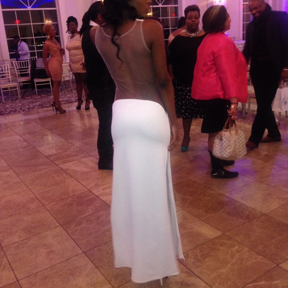 Sexy maxi dress/gown with mesh back w/ high splits